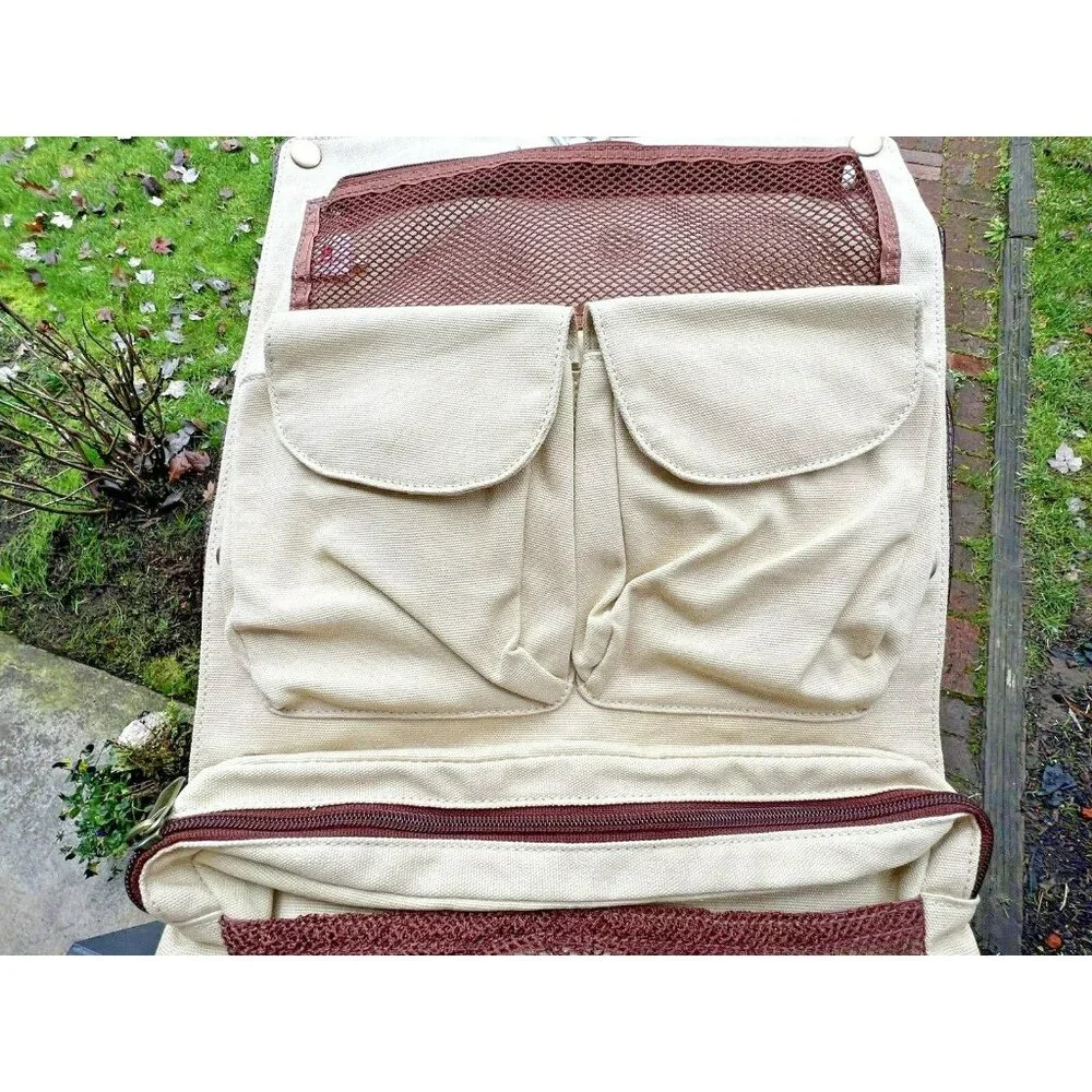 VTG Red Envelope‎ Leather Excursion Travel Case Bag Trifold Brown Tan Gold ~ NEW